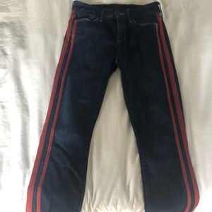 MOTHER Ankle Pants in Dark Blue with Red Stripes